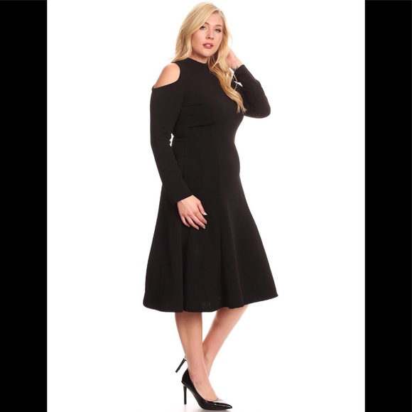 Plus Long Sleeve Flare Midi Dress 2X - Picture 2 of 4